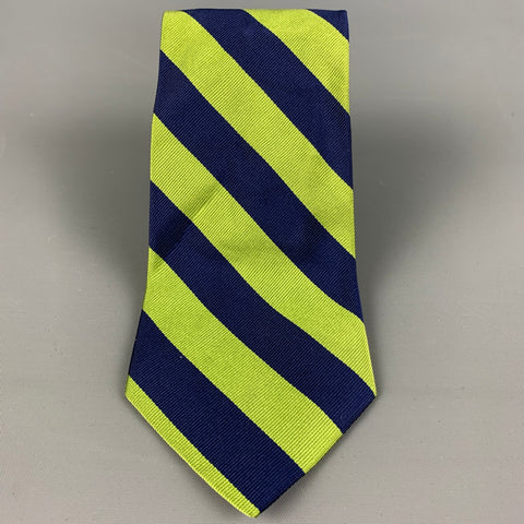 J CREW Green &  Navy Stripe Silk Tie