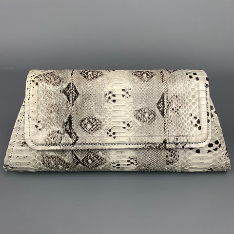 REYNA ICAZA Grey & Black Snake Skin Clutch