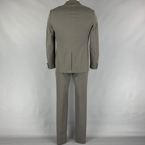TONELLO Size 42 Slate Cotton Blend Notch Lapel Suit
