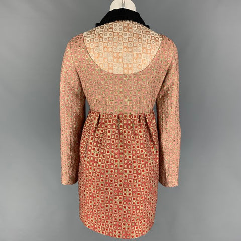 MIU MIU Size 6 Pink Red Gold Acetate Blend Textured Coat