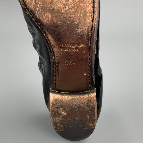 MIU MIU Zapatos Oxford de charol perforado negro talla 7.5