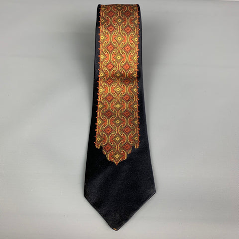SIKI COUTURE Black & Gold Silk Tie
