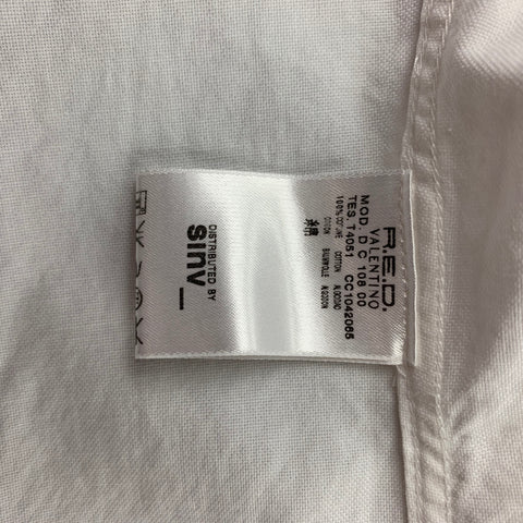 R.E.D. by VALENTINO Size M White Textured Cotton French Cuff Long Sleeve Shirt
