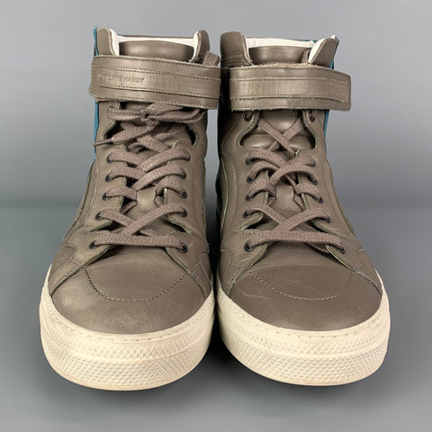 PIERRE HARDY Size 12 Grey Blue Two Toned High Top Sneakers