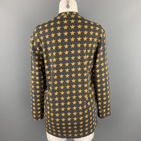 VERSUS by GIANNI VERSACE Size L Charcoal & Gold Cotton Blend Pullover - Womens
