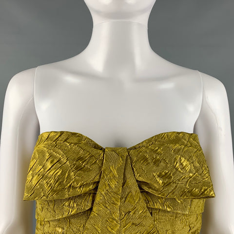MICHAEL KORS COLLECTION Taille 4 Robe bustier métallique en mélange de soie dorée
