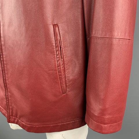 FRATELLI ROSSETTI L Red Leather Full Zip  Jacket