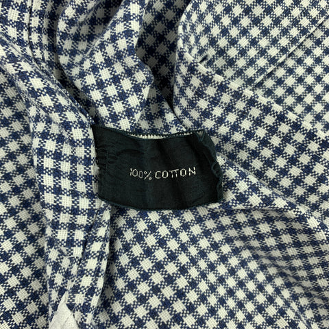 TOM FORD Size XL Navy & White Window Pane Cotton Button Up Long Sleeve Shirt