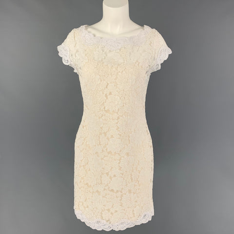 MARCHESA Size M White Cream Floral Sheath Dress