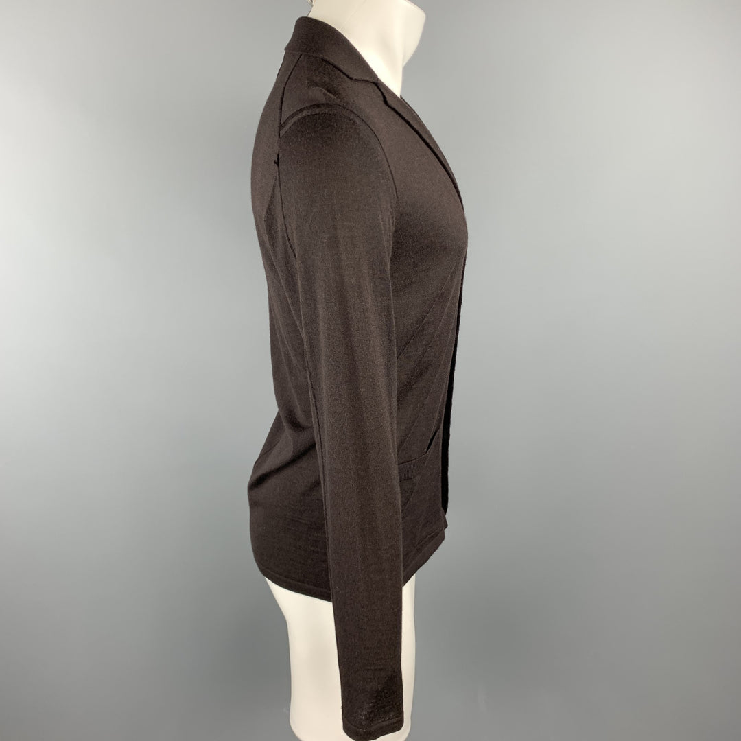 PAOLO PECORA Size M Brown Wool Notch Lapel Lighweight Jacket