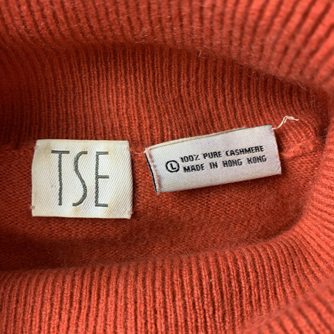 TSE Size L Coral Knitted Cashmere Turtleneck Sweater