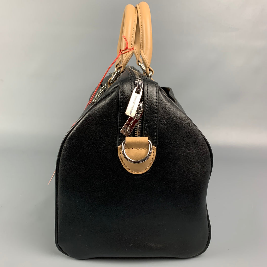 CHARLES JOURDAN Bolso Dalton tote de cuero negro y tostado