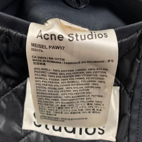 ACNE STUDIOS Manteau boutonné en coton enduit marine taille M