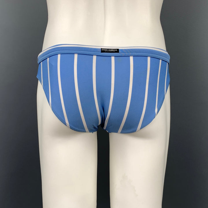 DOLCE & GABBANA Beach Wear Size S Blue & White Stripe Polyamide Swim Briefs