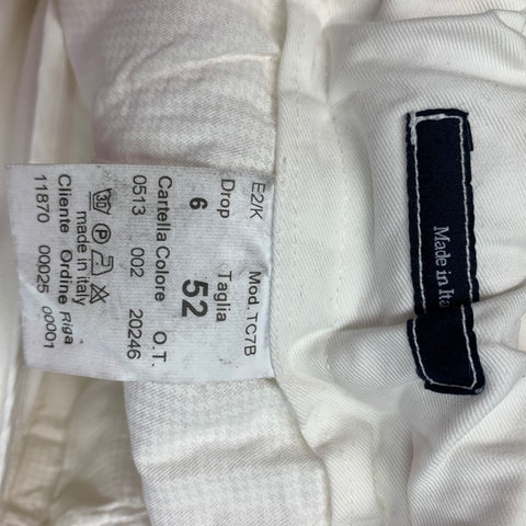 THOM SWEENEY Size 36 White Solid Cotton Elastane Elastic Waistband Dress Pants