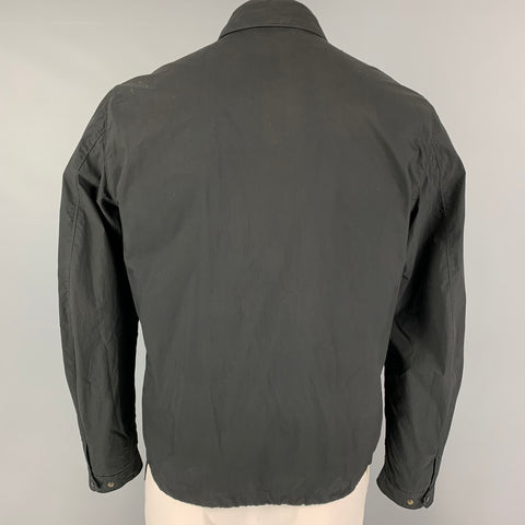TEN C Talla L Chaqueta universitaria con bolsillo de parche y poliéster de algodón negro