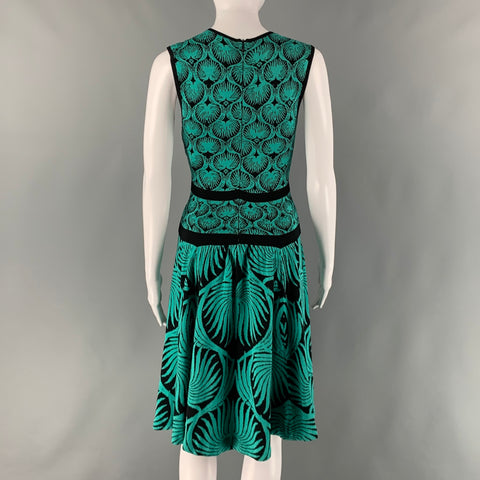 SOPHIE THEALLET Size L Blue Black Silk Abstract Sleeveless Dress