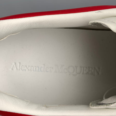 ALEXANDER MCQUEEN Size 11 White Red Blue Color Block Leather Lace Up Sneakers