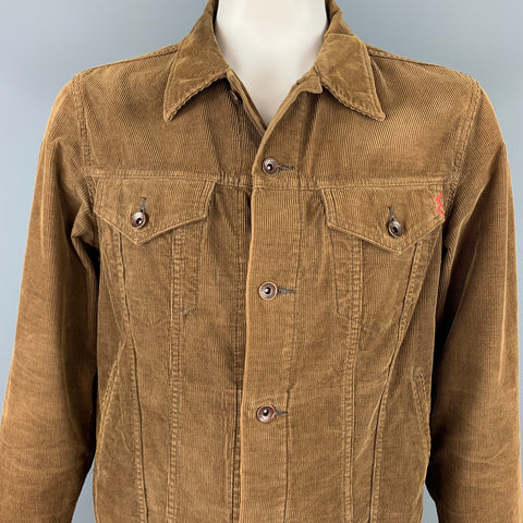 IRON HEART Size 44 Brown Corduroy Cotton Trucker Jacket