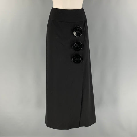 DOLCE & GABBANA Size 6 Black Virgin Wool Lycra Pencil Mid-Calf Skirt
