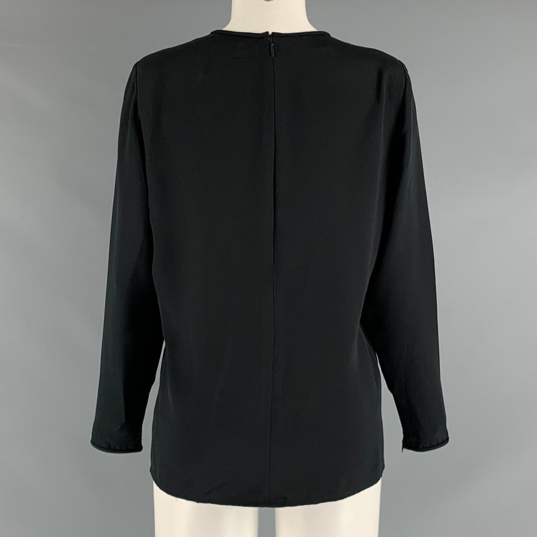OSCAR DE LA RENTA Size 10 Black Long Sleeve Blouse