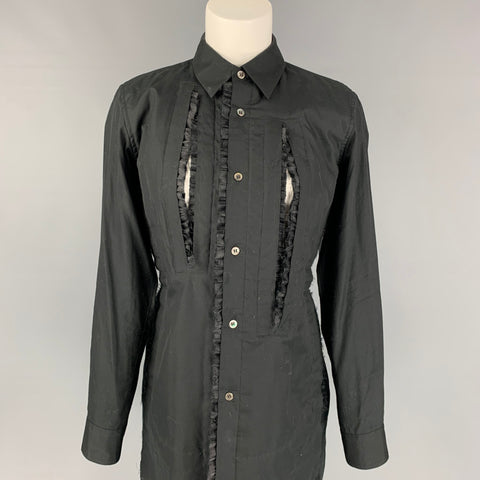 COMME des GARCONS Size M Black Cotton Ruffled Long Blouse