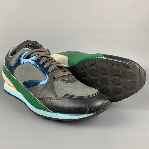 RAF SIMONS Size 11 Multi-Color Leather Color Block Sneakers