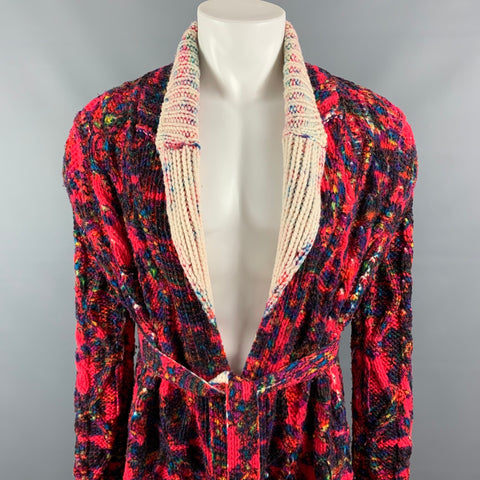 COMME des GARCONS HOMME PLUS AW 01 Size M Multi-Color Hand Painted Wool Belted Cardigan
