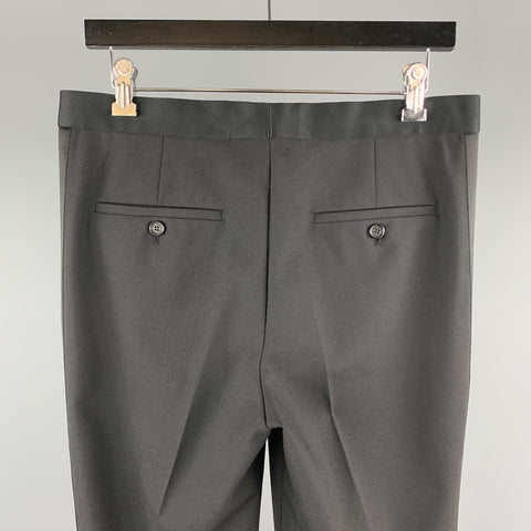 NEIL BARRETT F/W 17 Size 32 Black Solid Wool Blend Tuxedo Dress Pants