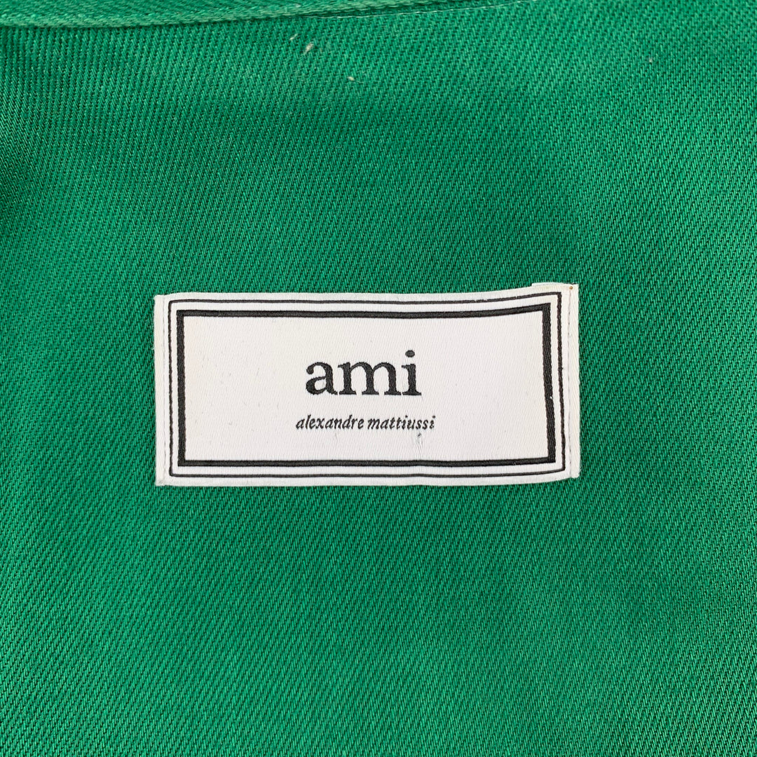 AMI by ALEXANDRE MATTIUSSI Talla M Camisa de manga corta de algodón con bloques de color verde y rosa