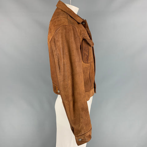 RRL by RALPH LAUREN Size L Brown Distressed Leather Western Jacket