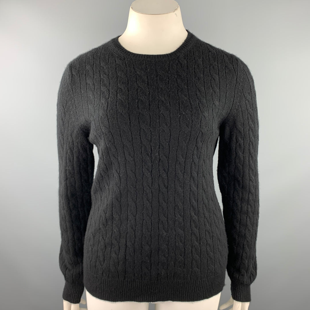 BROOKS BROTHERS Size L Black Knitted Cashmere Sweater