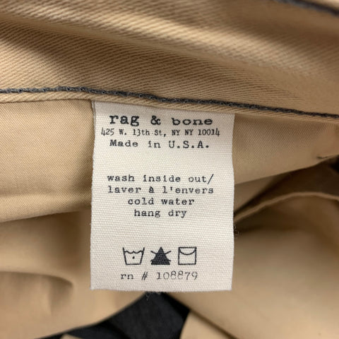 RAG & BONE Size 34 Grey Herringbone Wool Flat Front Dress Pants