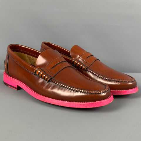PAUL SMITH Size 7.5 Tan Pink Leather Penny Loafers