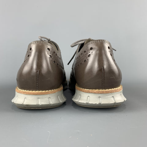 COLE HAAN Size 8.5 Taupe Brown Perforated Leather Athletic Sole Lace ZEROGRAND Up