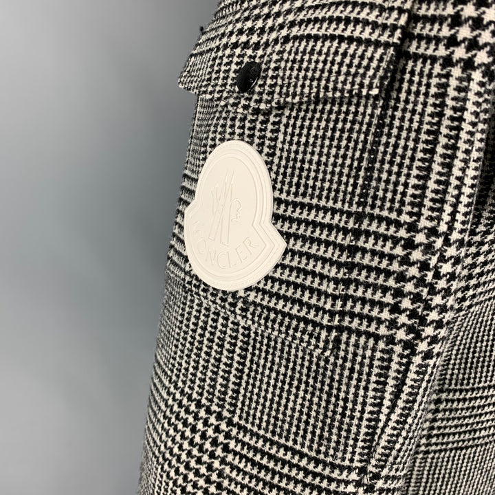 MONCLER  Size 44 Black & White Plaid Wool Down Filled Jacket