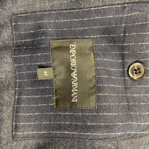 EMPORIO ARMANI Size 34 Navy Gray Pinstripe Hoodie Jacket