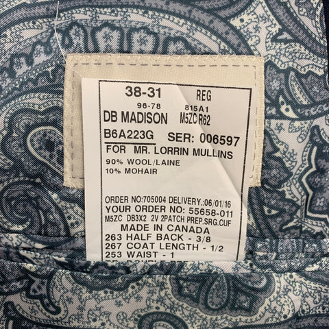 SAMUELSOHN for WILKES BASHFORD Size 38 Regular Navy & White Window Pane Wool / Mohair Suit