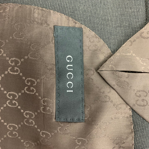 GUCCI Size 42 Brown Nailhead Wool Notch Lapel Suit