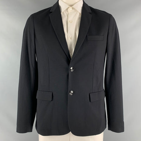 EMPORIO ARMANI Taille 42 Manteau de sport à revers cranté en mélange de viscose uni noir