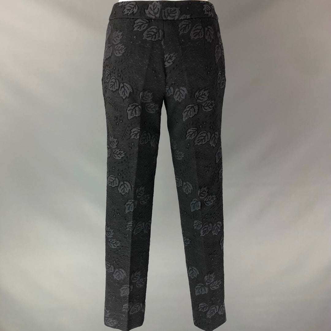 LAKE Size 2 Black Cotton / Polyester Leafs Narrow leg Dress Pants