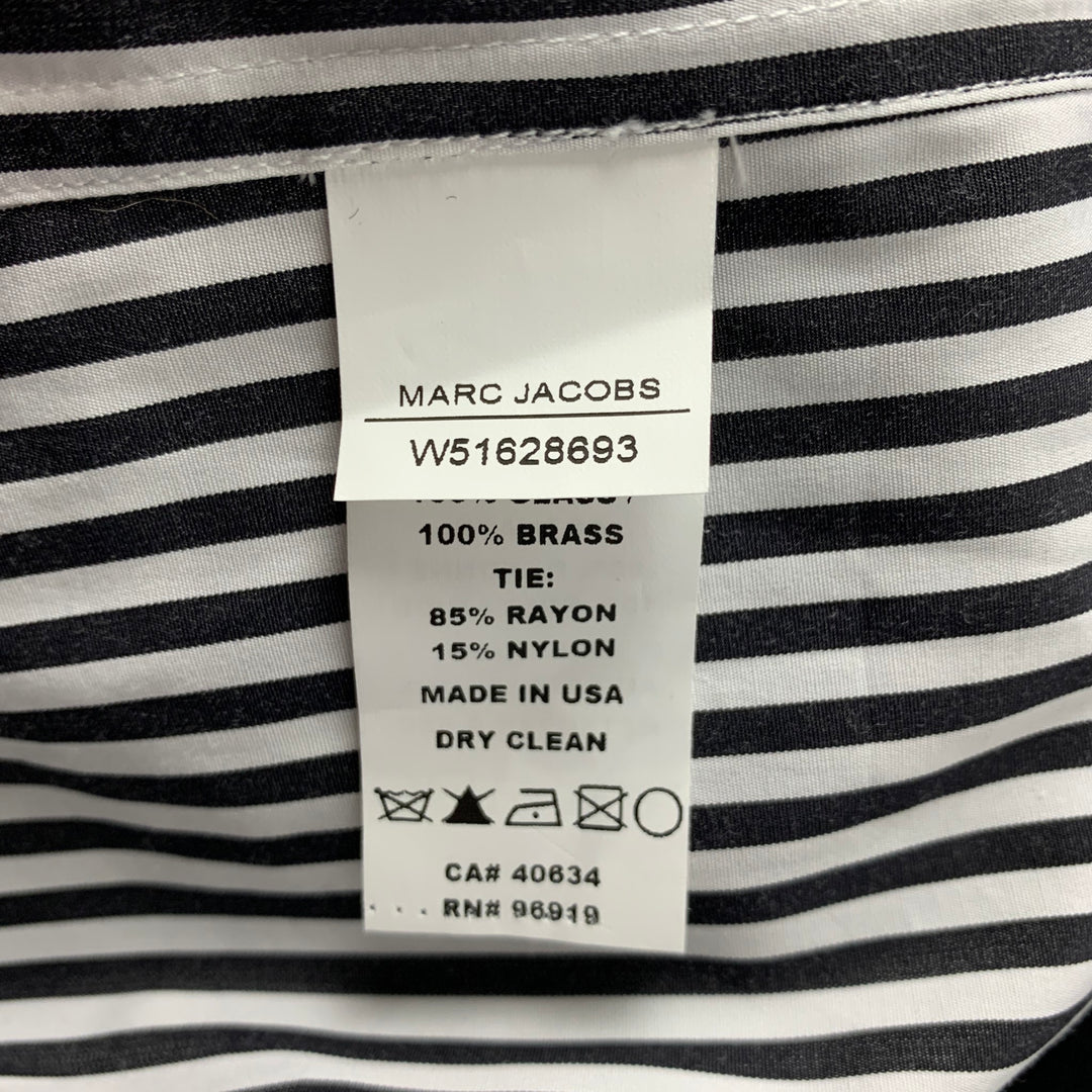 MARC JACOBS Size 2 Black White Cotton Stripe Button Up Shirt
