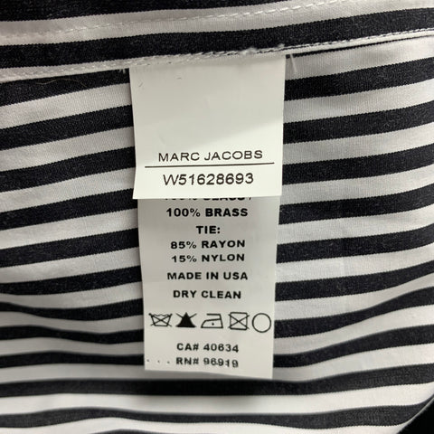 MARC JACOBS Camisa con botones a rayas de algodón blanco y negro talla 2