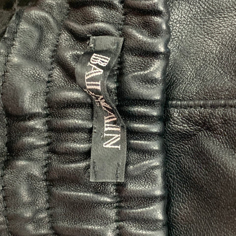 BALMAIN Taille XL Pantalon décontracté en cuir noir avec ceinture élastique