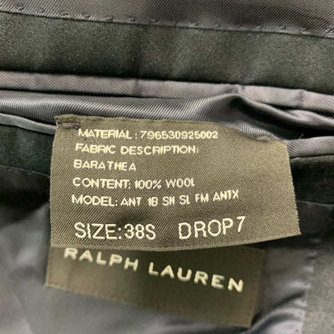 RALPH LAUREN Size 38 Navy Solid Wool Shawl Collar Sport Coat