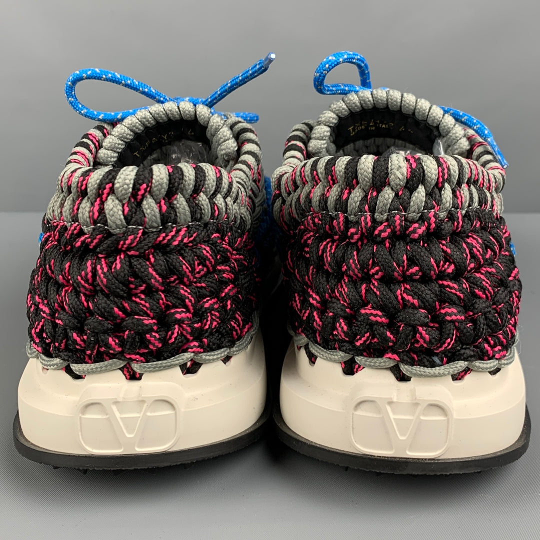 VALENTINO Talla 11 Zapatillas deportivas con cordones tejidas en varios colores morados