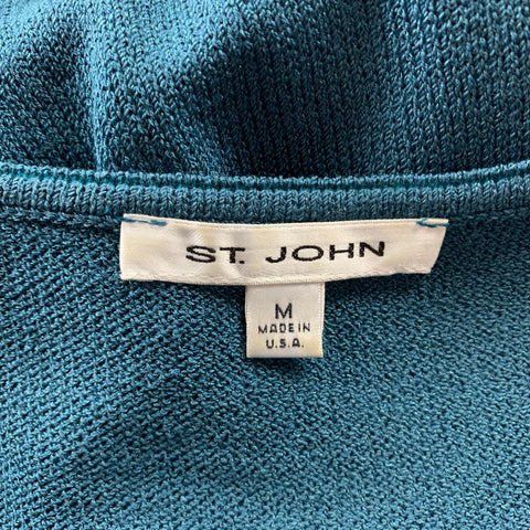 ST. JOHN Size M Teal Knitted Camisole Blouse