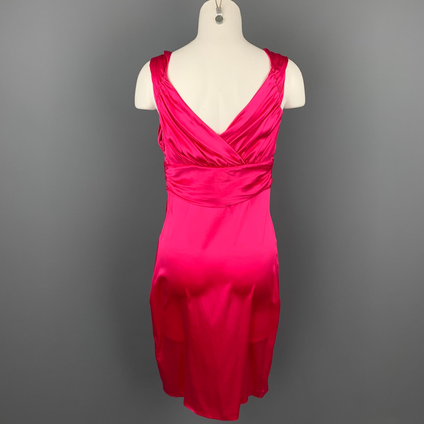 ROBERTO CAVALLI Size 8 Fuchsia Satin Silk Sheath Cocktail Dress