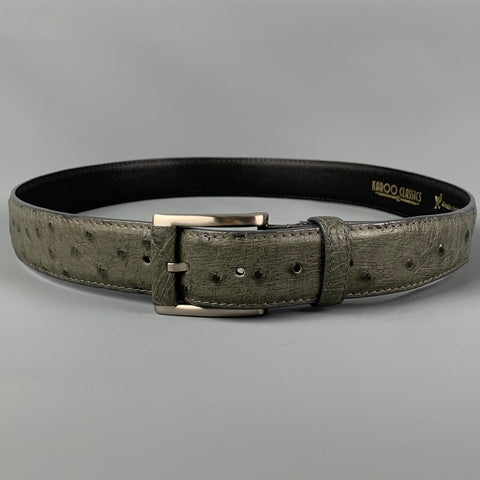 KAROO CLASSICS Size 38 Grey Ostrich Leather Belt