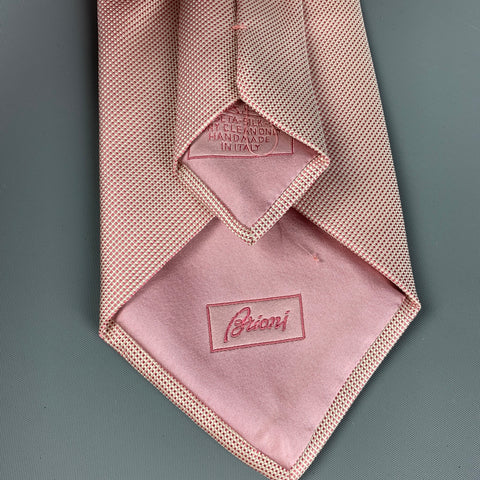 BRIONI Pink White Nailhead Silk Tie
